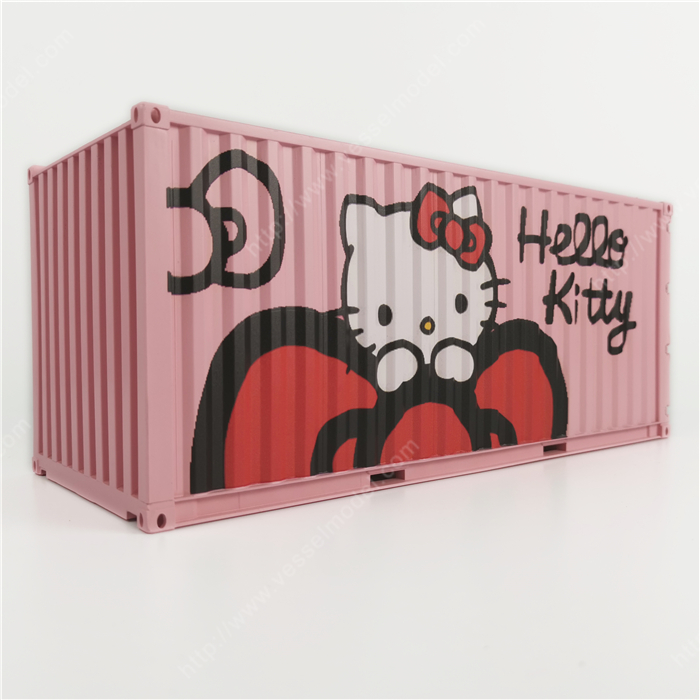 1:20创意涂鸦集装箱HELLO KITTY集装箱纸巾盒笔筒模型制作