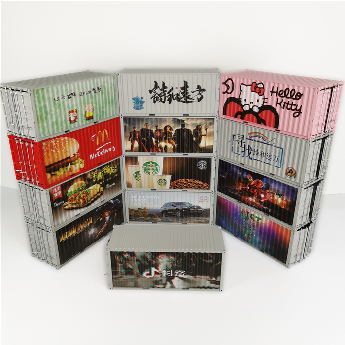 1:20创意涂鸦集装箱米其林集装箱纸巾盒笔筒模型制作