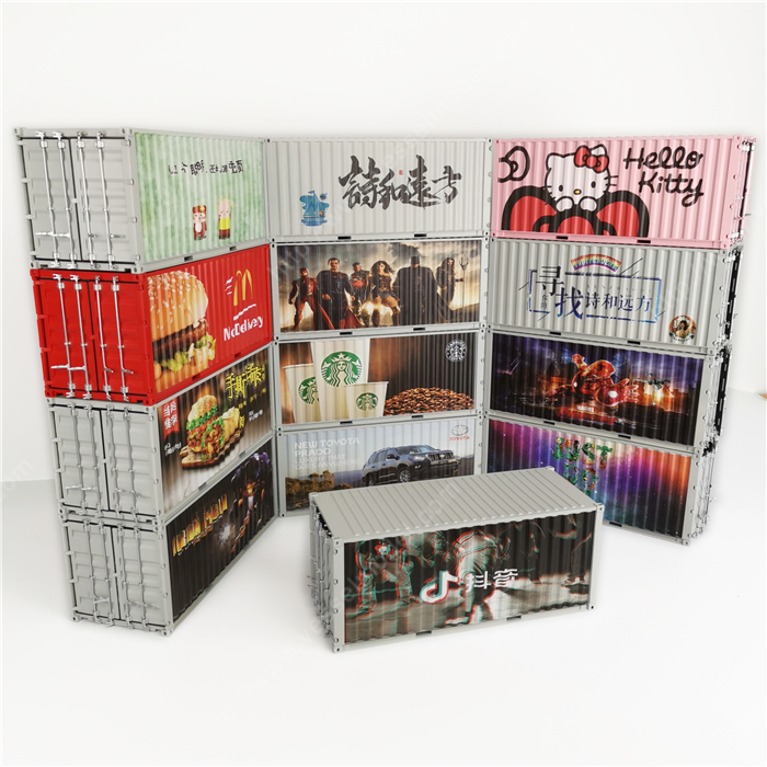 1:20创意涂鸦集装箱星巴克集装箱纸巾盒笔筒模型制作