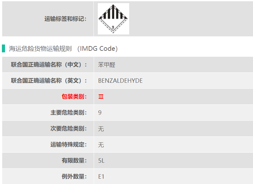 苯甲醛危险品出口订舱