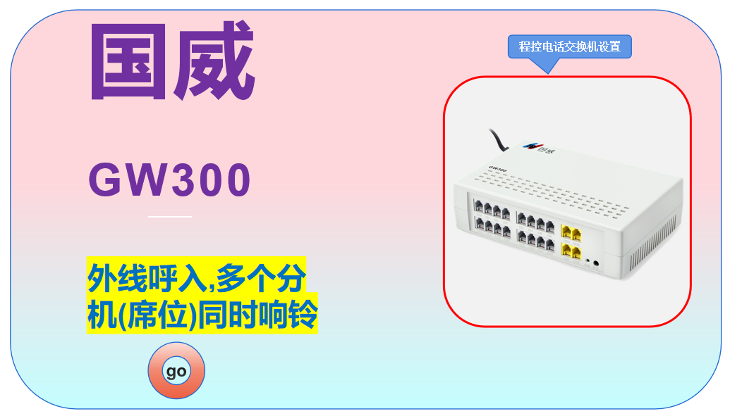 国威GW300,程控电话交换机,外线呼入多个分机(席位)同时响铃,设置视频